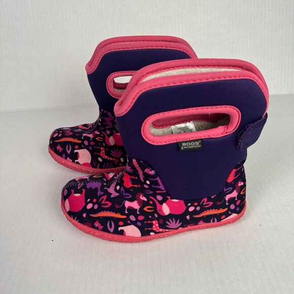 Bogs Baby Zoo Print Purple Boots Infant 10 - Picture 2 of 9